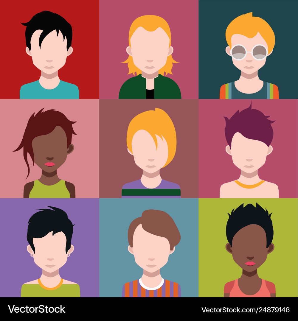Set colorful avatars characters Vector Image