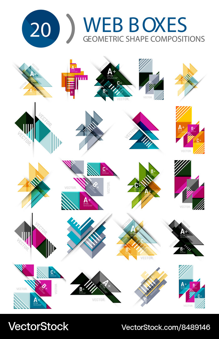 Set of web internet boxes with buttons and sample Vector Image