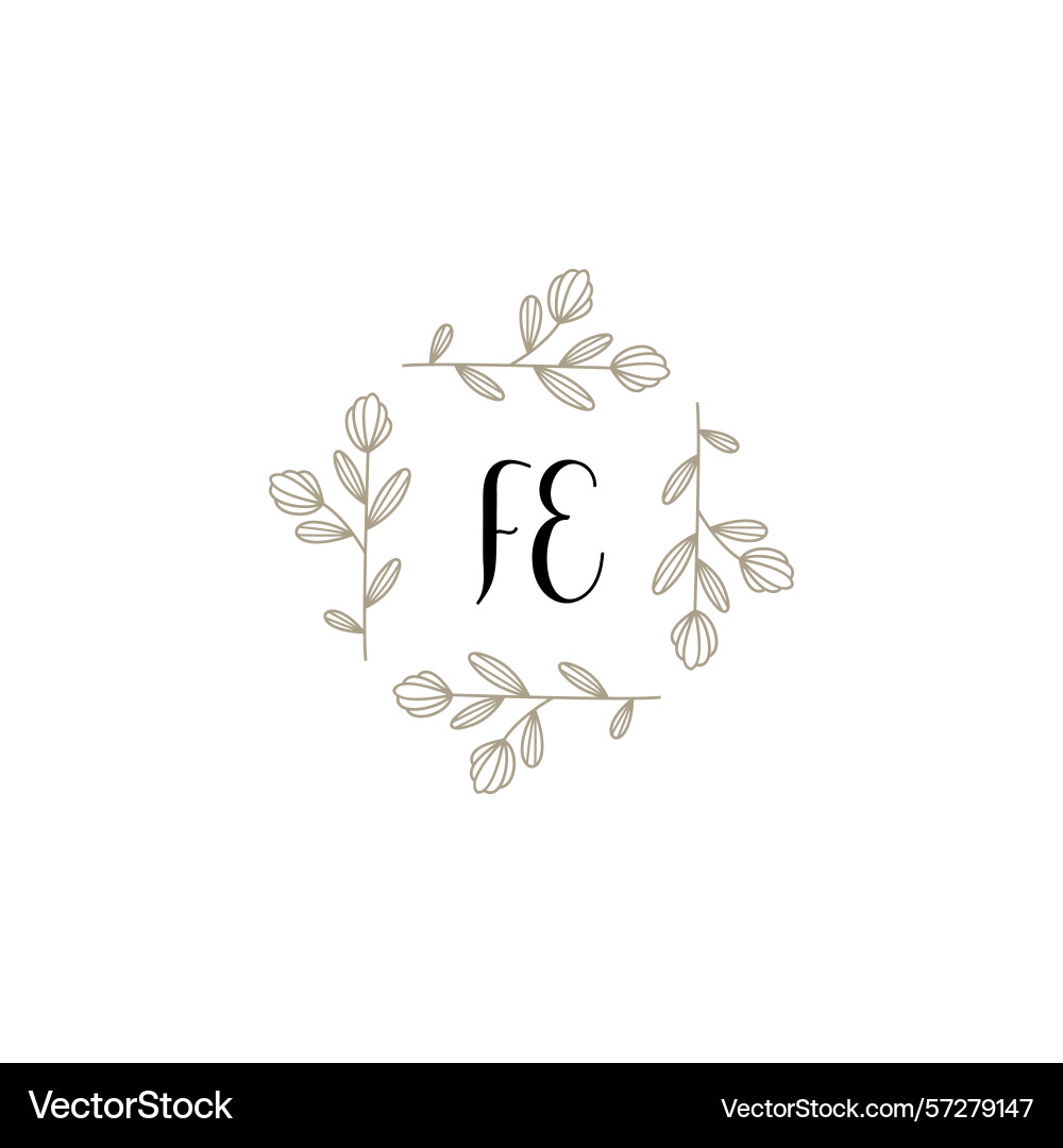 Botanical monogram logos with initial fe Vector Image
