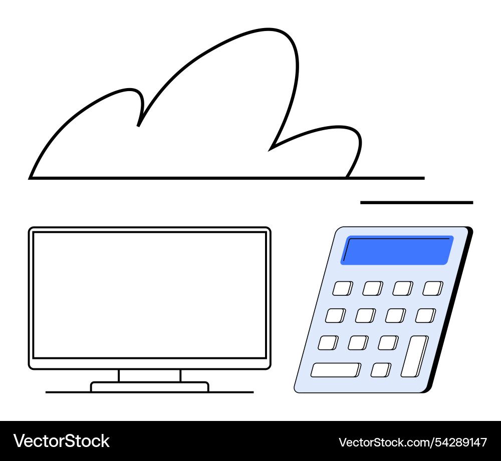 Cloud computing concept with monitor Cloud computing concept with monitor vector image