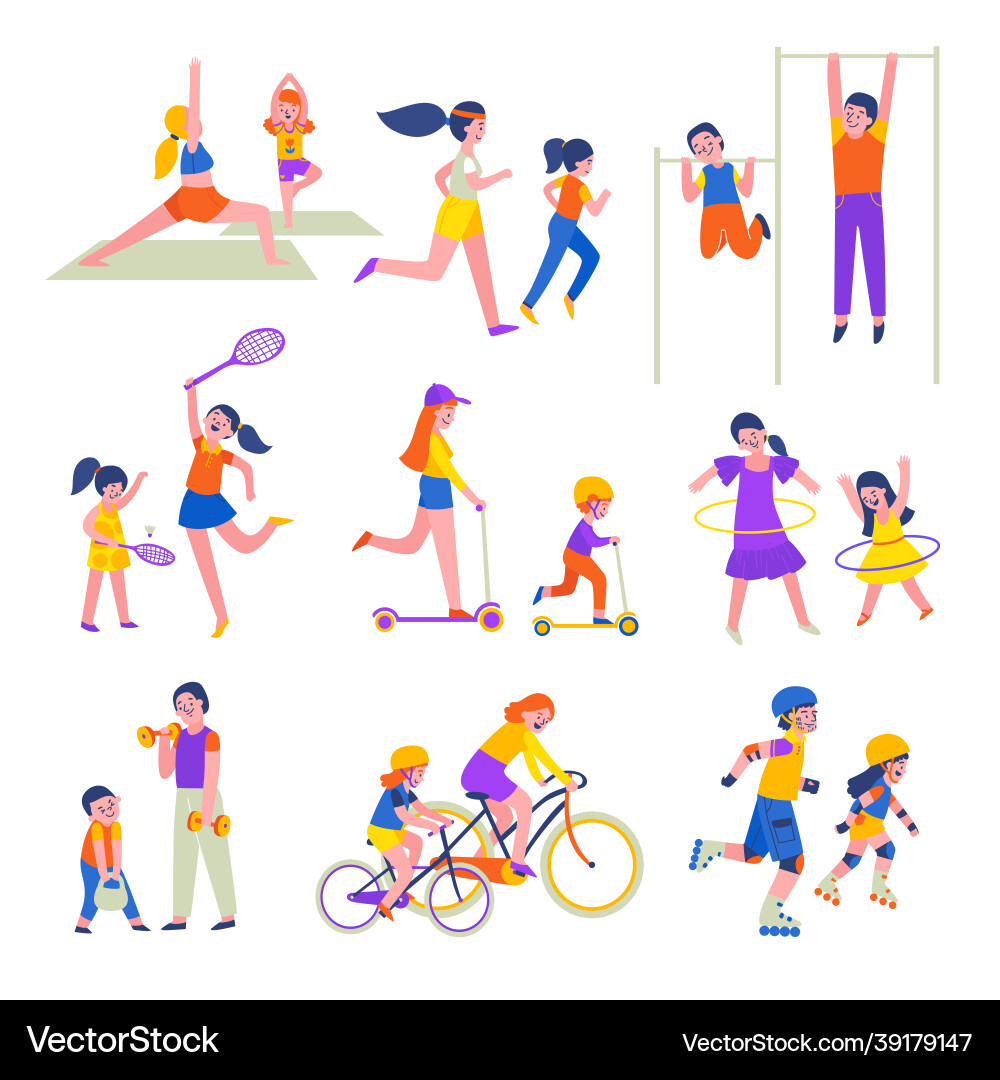 Family sport icon set vector image