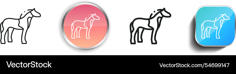 Horse icon thin linear regular and button style vector image