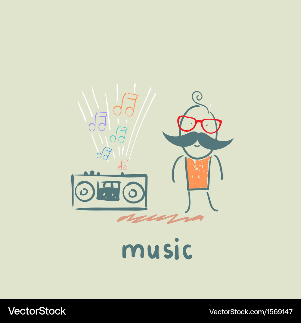 Musical Notes and Characters Vector Image