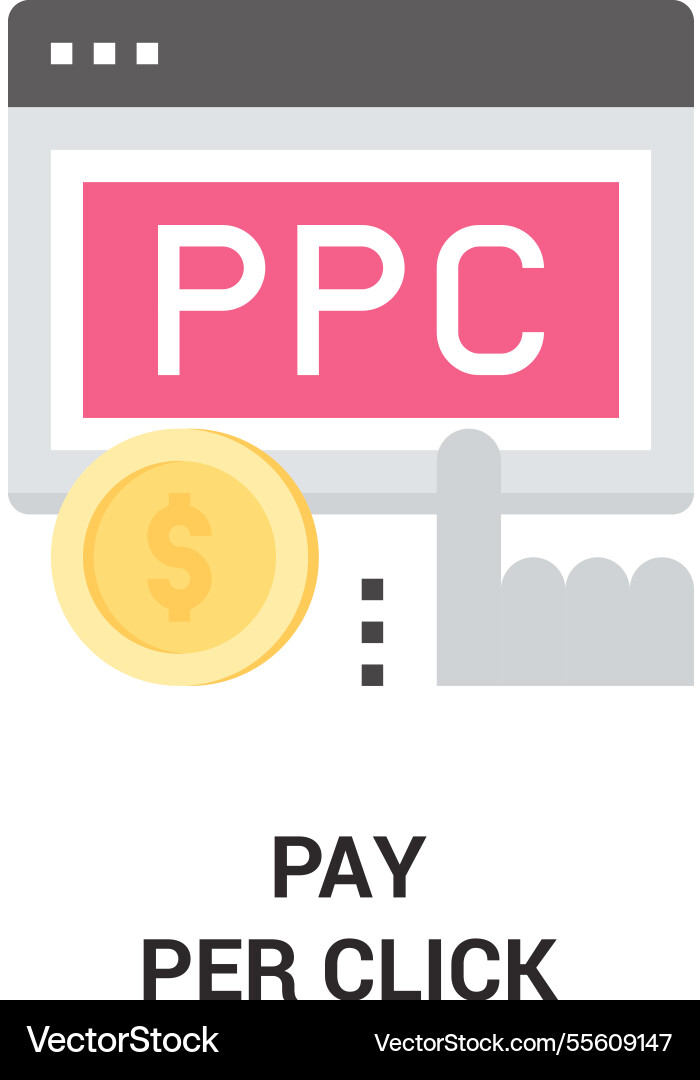 Pay per click flat icon design concept Royalty Free Vector