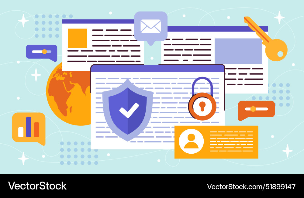 Personal security concept data and folders Personal security concept data and folders vector image