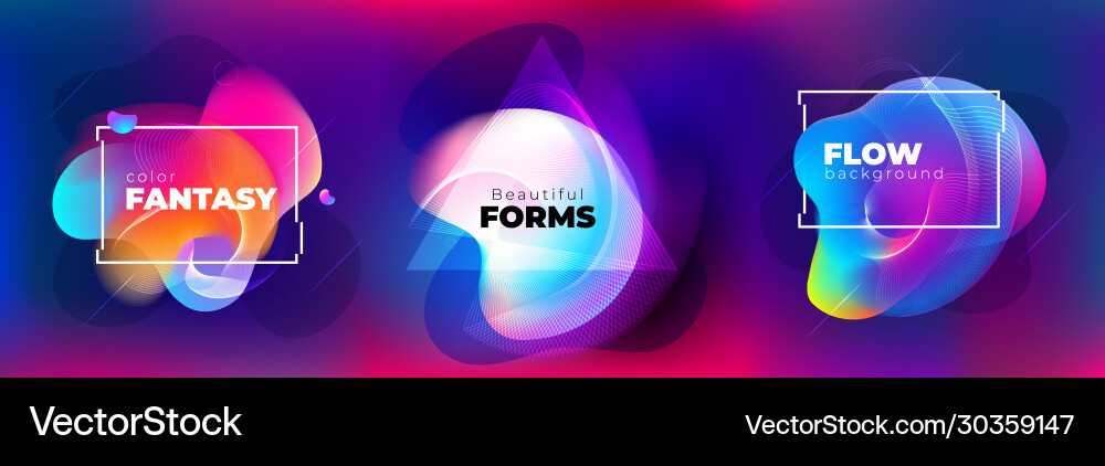 Set abstract liquid elements for background vector image