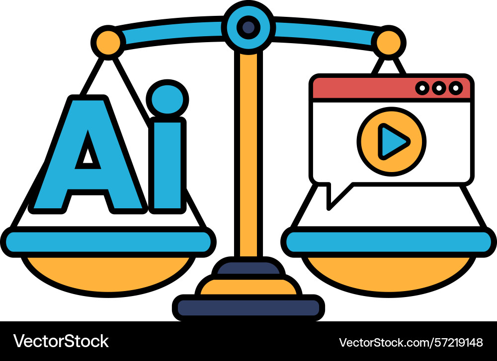 A scale with the word ai on one side and video vector image