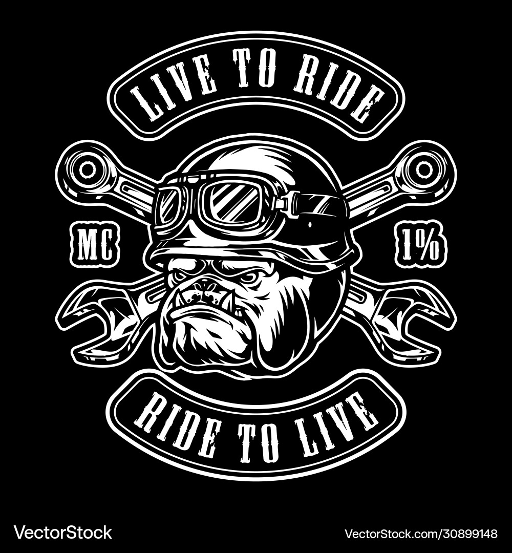 Angry Bulldog Motorcycle Print Vector Image