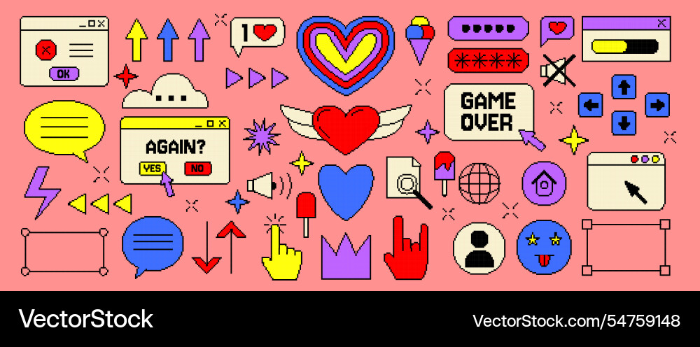 Bit icon game pixel element technology arrow Bit icon game pixel element technology arrow vector image
