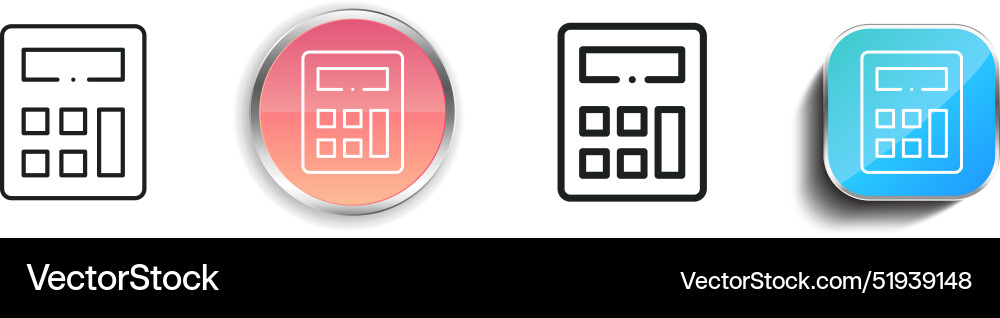 Calculator icon thin linear regular and button Vector Image