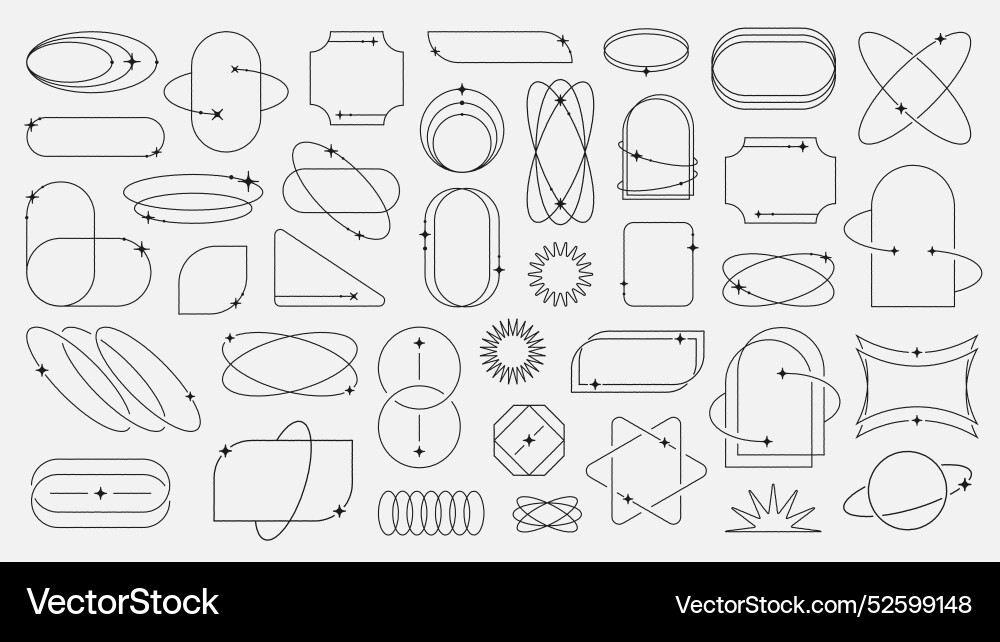 Collection of different frames with stars Collection of different frames with stars vector image