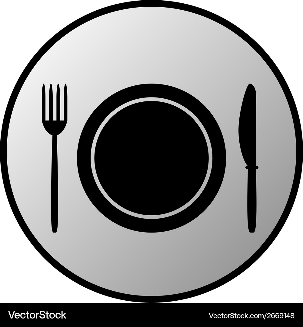 Fork plate and knife button Vector Image