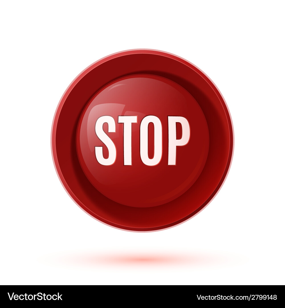 Glossy Red Stop Button Icon Vector Image