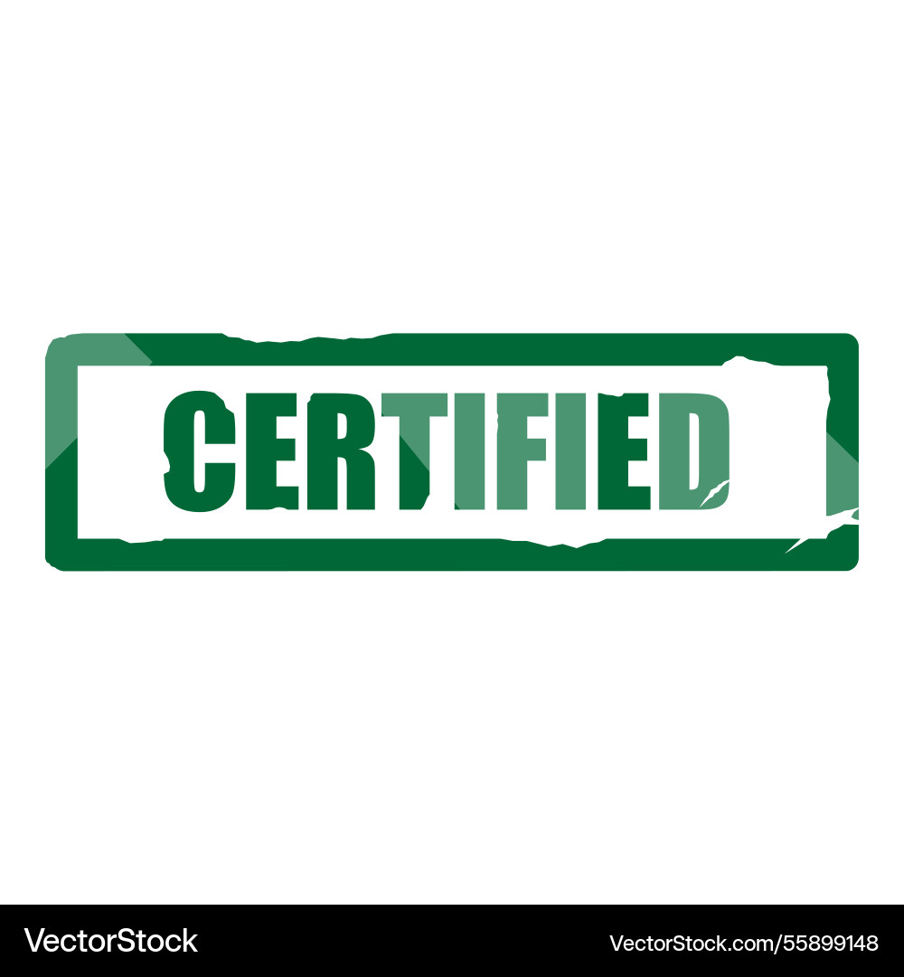 Green certified rubber stamp seal with stars Vector Image