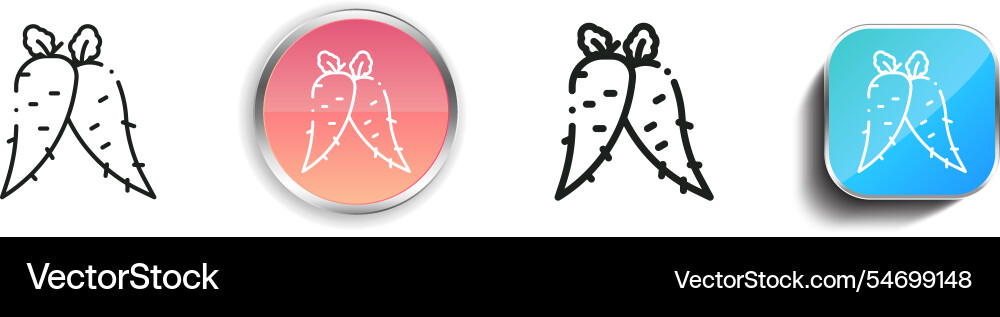Horseradish icon thin linear regular and button Horseradish icon thin linear regular and button vector image