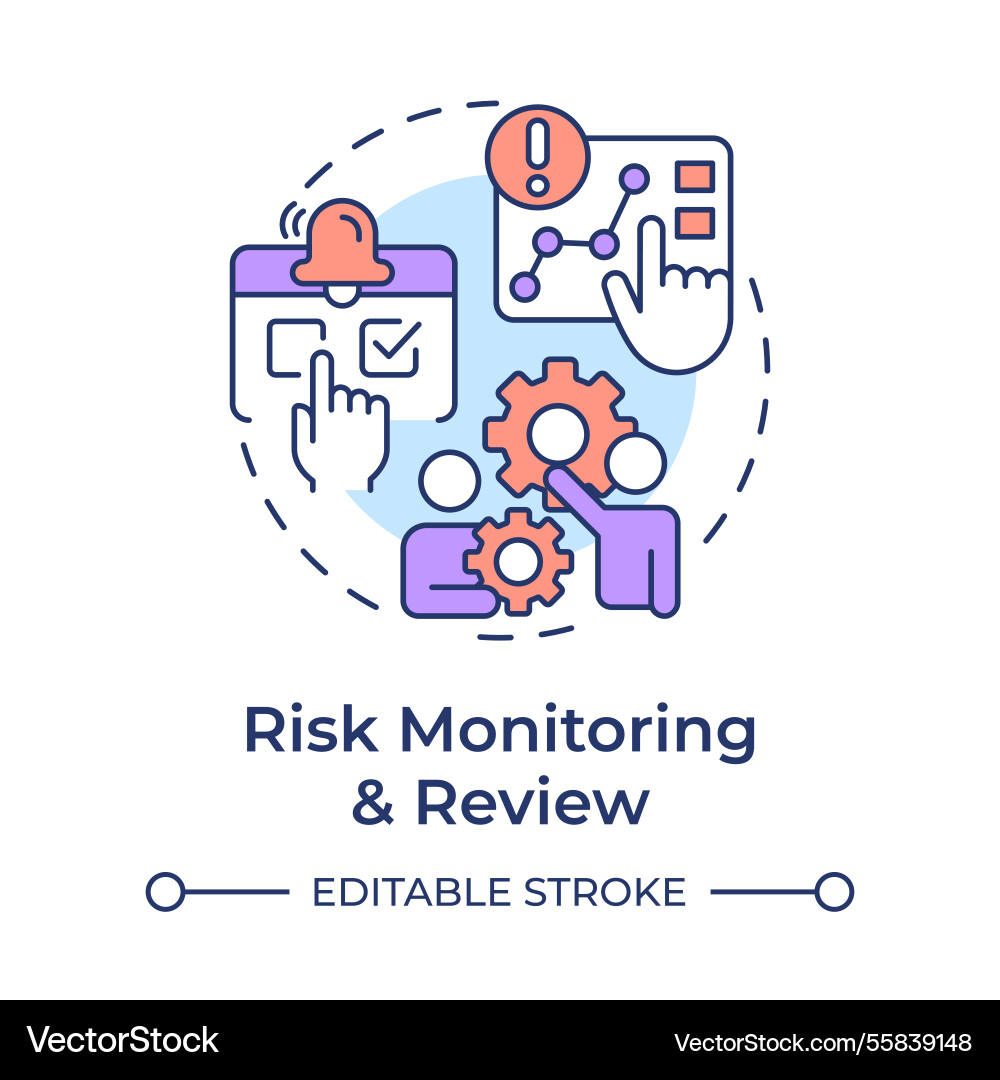 Risk monitoring and review multi color concept Risk monitoring and review multi color concept vector image
