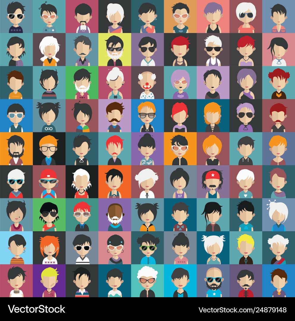 Set colorful avatars characters vector image