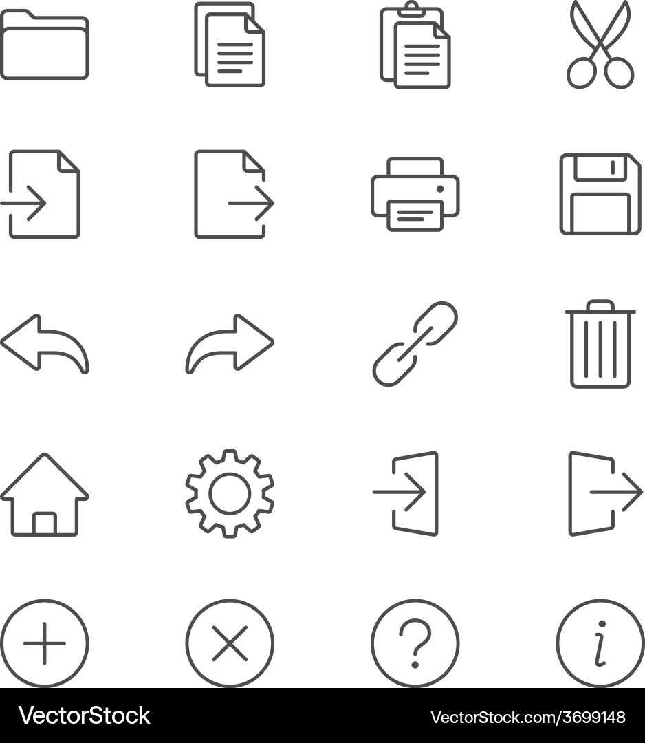 Thin Toolbar Icons - Application vector image