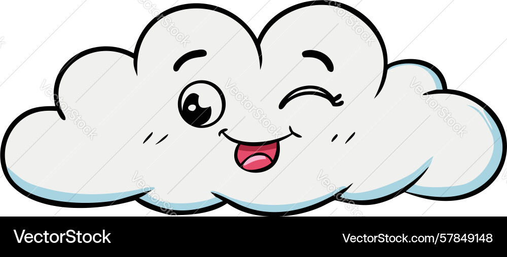 Winking cloud with playful expression fun weather Vector Image