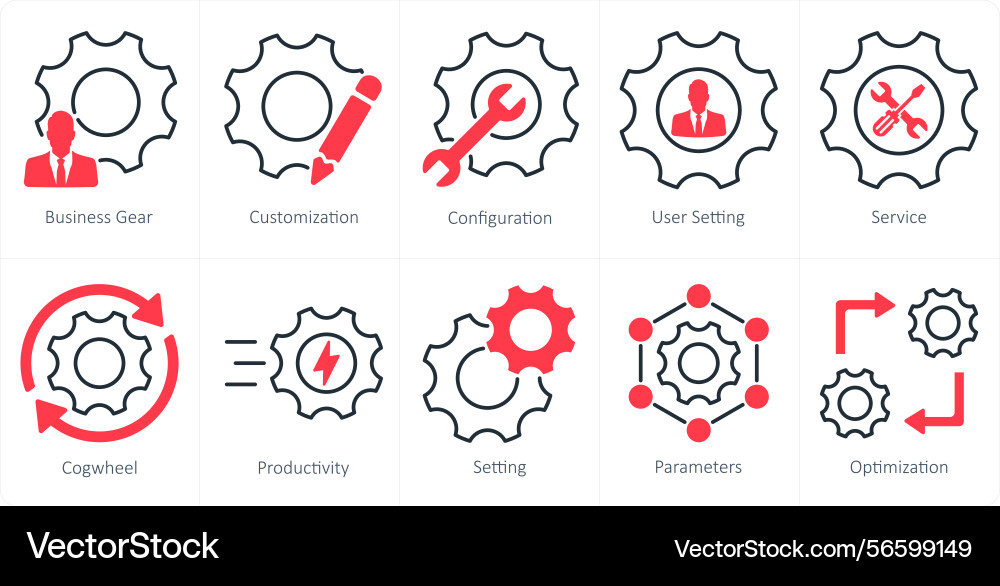 A set of 10 settings and configuration icons vector image
