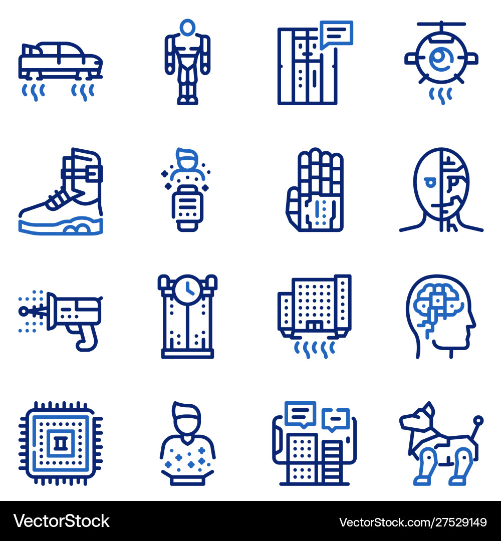 AI & Robotics Linear Icons vector image