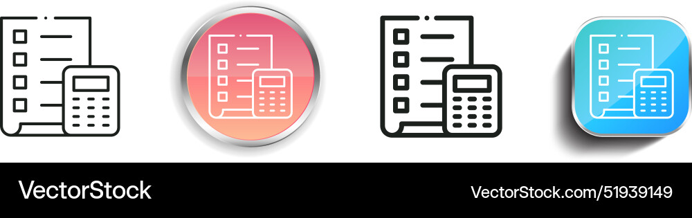 Calculator icon thin linear regular and button vector image