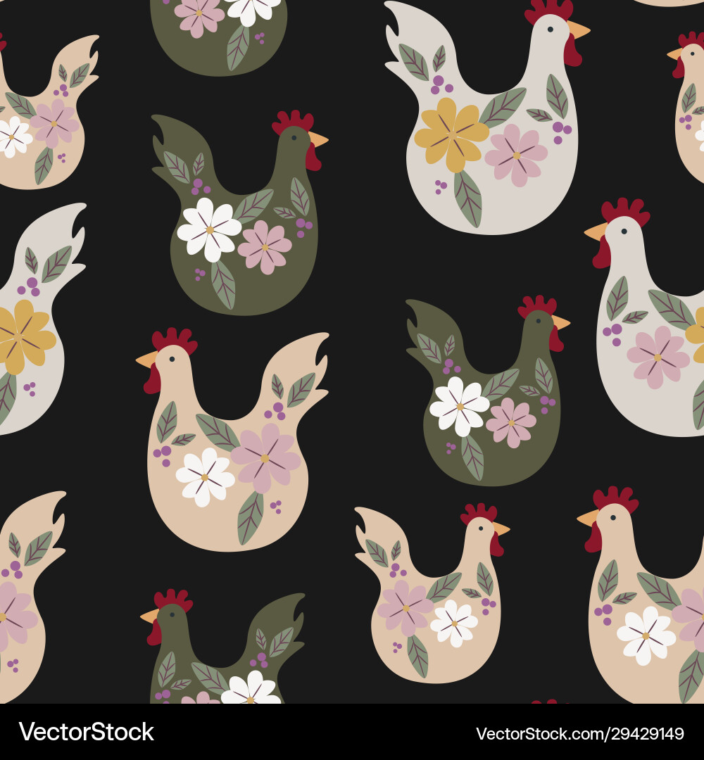 Charming Chicken Pattern – Royalty-Free Vector | VectorStock, image size:1000x1080
