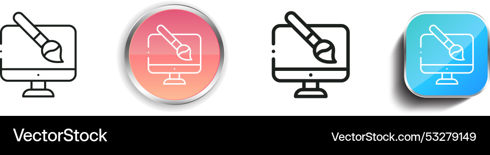 Digital art icon thin linear regular and button Digital art icon thin linear regular and button vector image