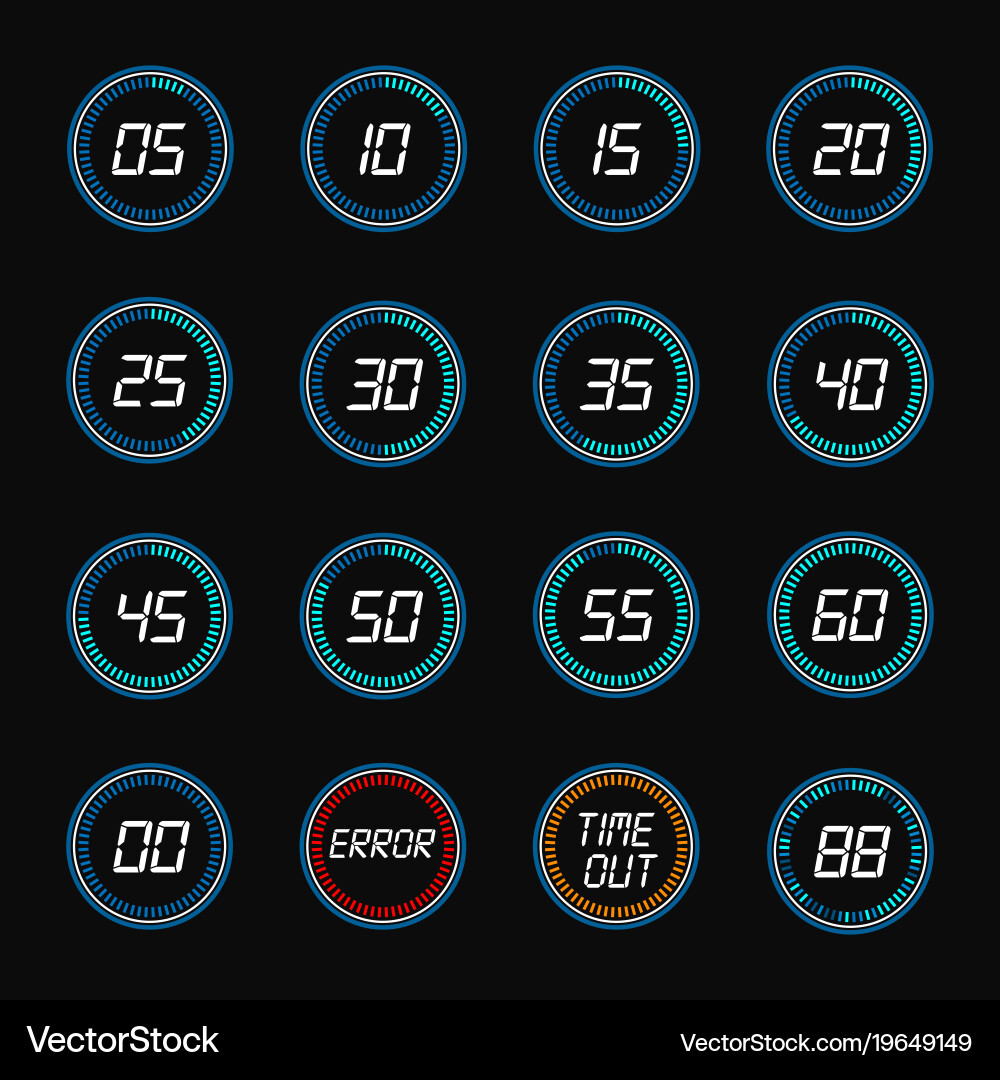 Digital Countdown Timer Icons vector image