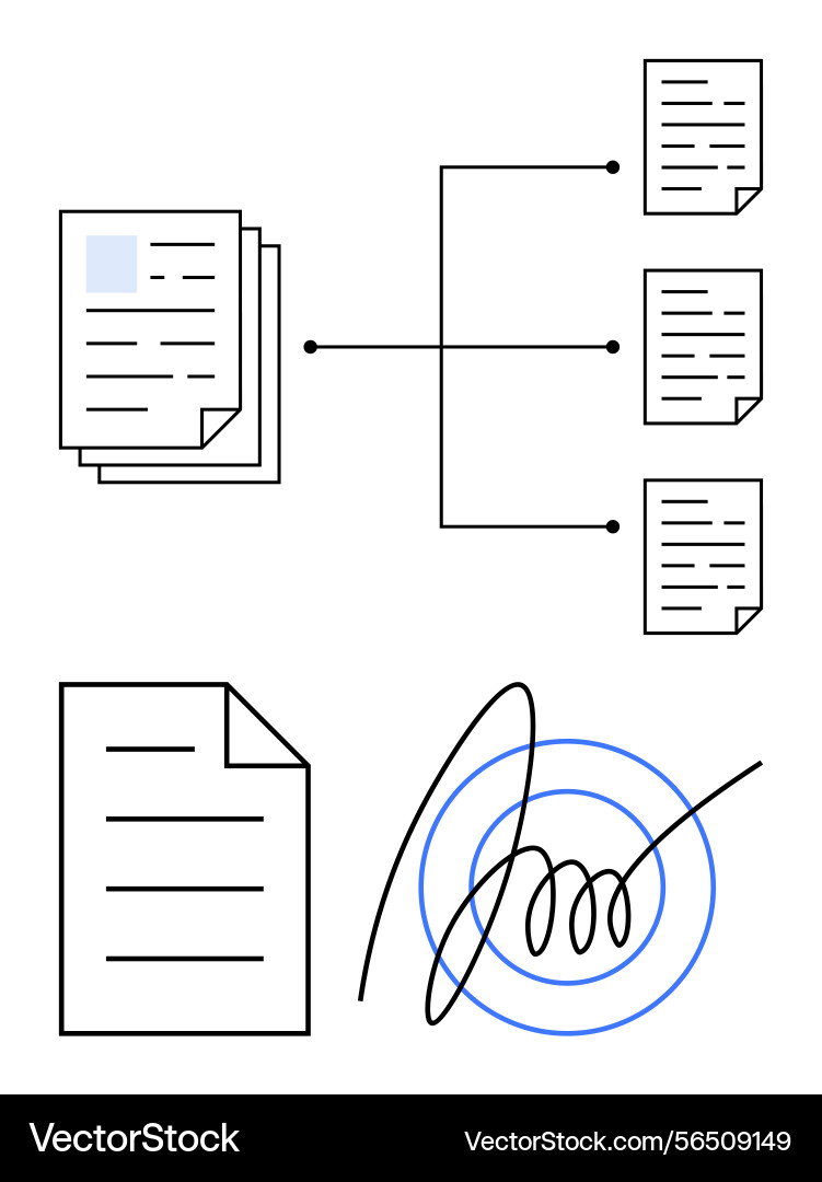 Document workflow and digital signature process Document workflow and digital signature process vector image