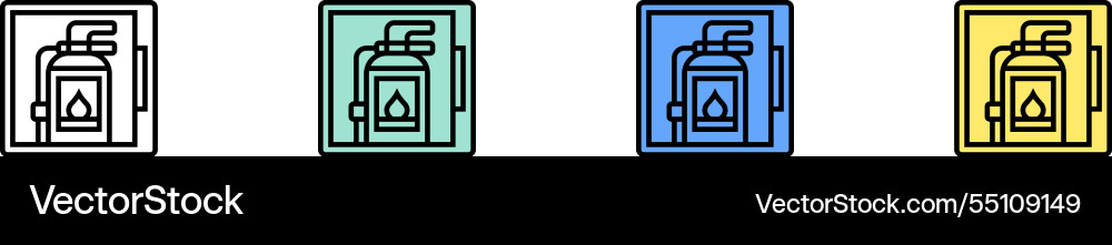 Feuersymbol Umriss grün blau und gelb Stil Feuersymbol Umriss grün blau und gelb Stil vektorbild