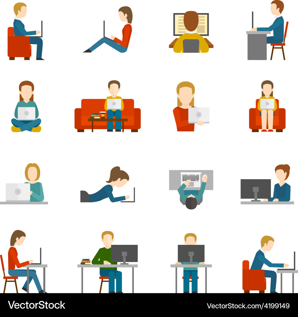 People Working on Computers vector image