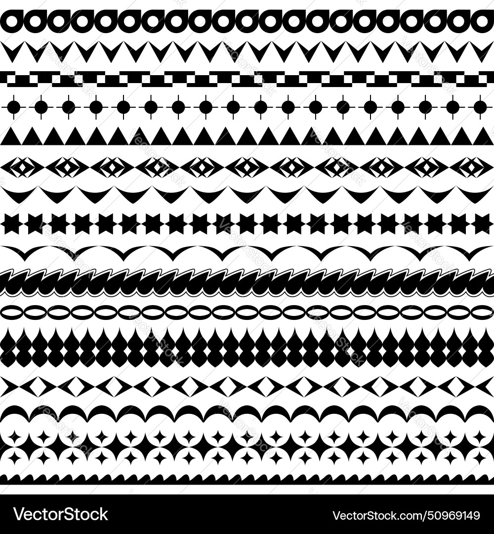 Set of seamless brushes with geometric patterns Set of seamless brushes with geometric patterns vector image