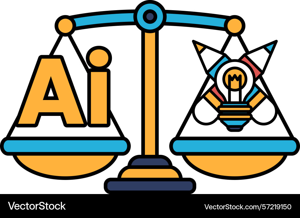 A scale with the letters ai on one side Vector Image