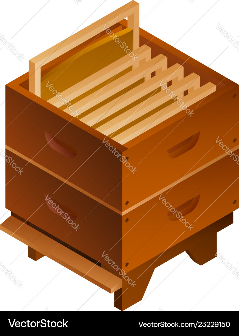 Bee hive honey frame icon isometric style Bee hive honey frame icon isometric style vector image