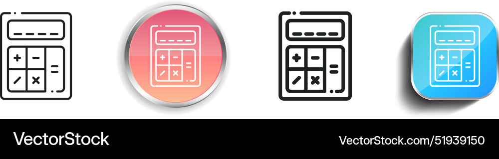 Calculator icon thin linear regular and button Calculator icon thin linear regular and button Vector Image