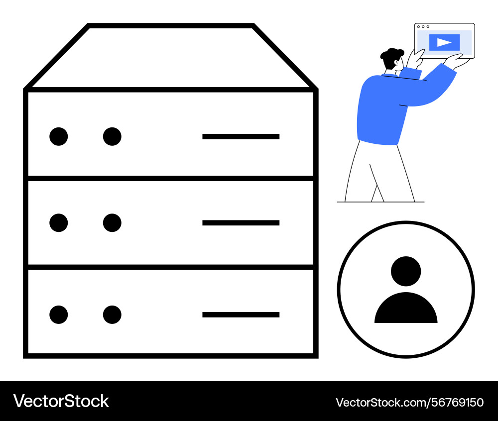 Data storage concept with server stack user icon Data storage concept with server stack user icon vector image