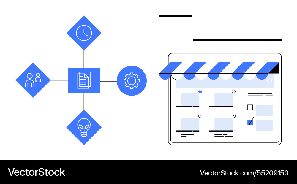Digital strategy workflow with team management Digital strategy workflow with team management vector image