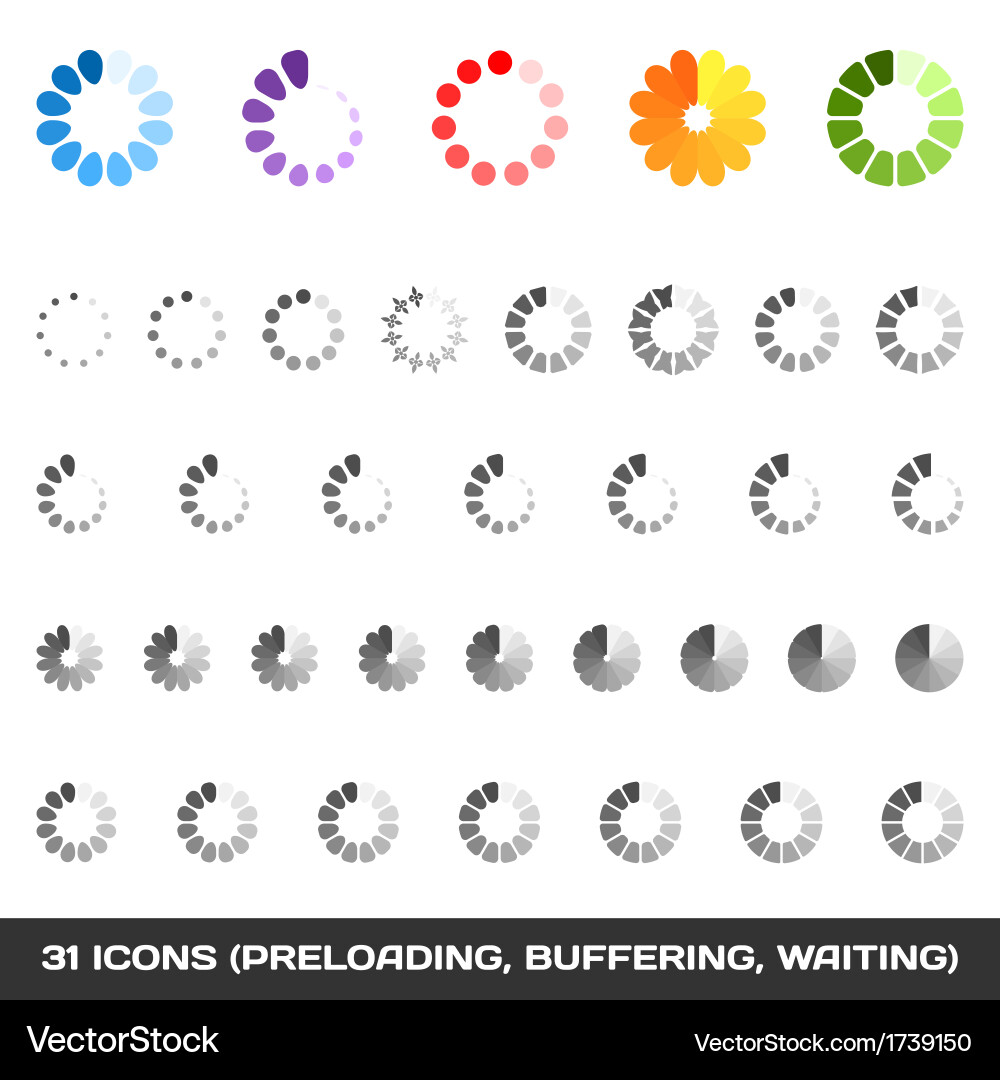 Loading & Buffering Icon Set vector image