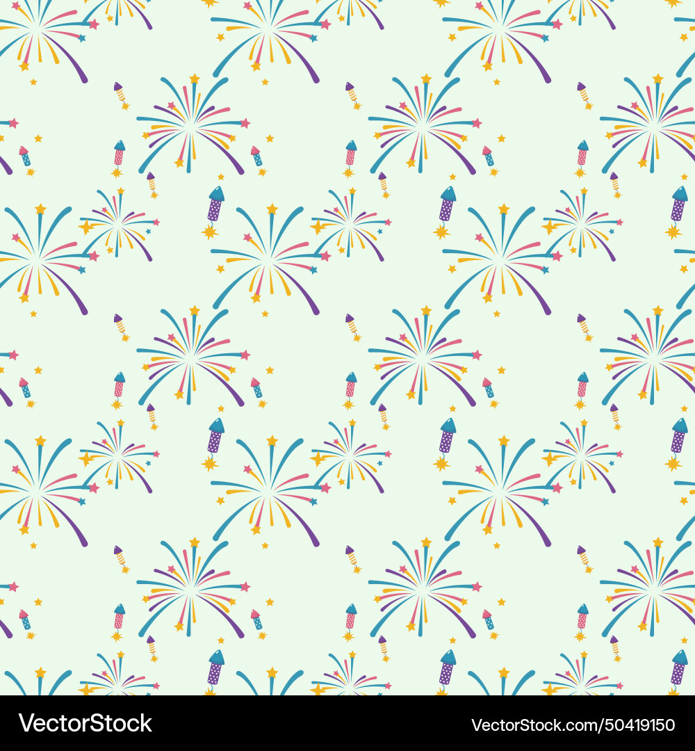 Pyrotechnics seamless pattern design Pyrotechnics seamless pattern design vector image