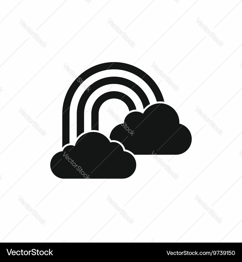 Rainbow and clouds icon simple style vector image