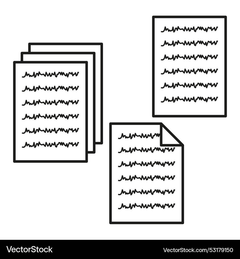 Stacked papers icon document with text lines Stacked papers icon document with text lines vector image