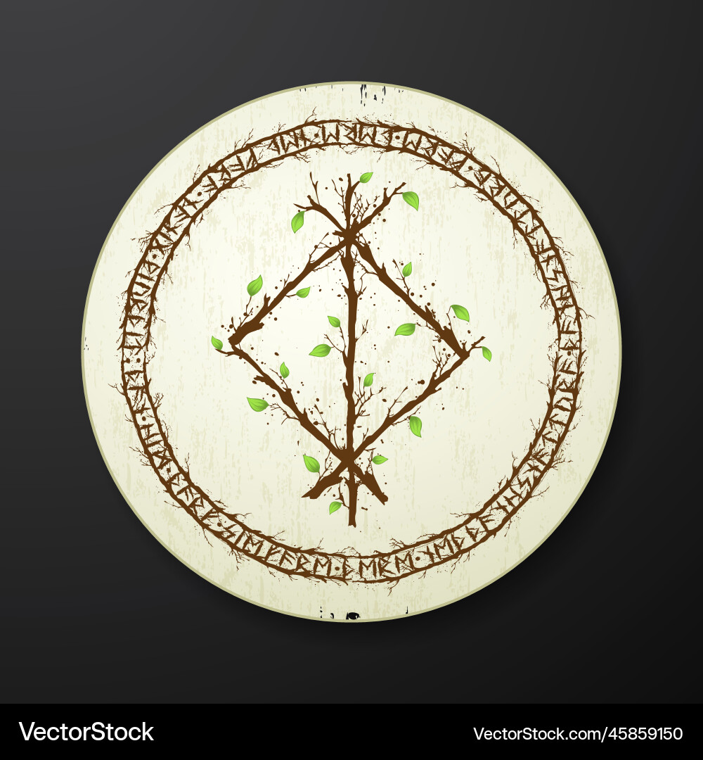 Tree branch bind rune circle frame Vector Image