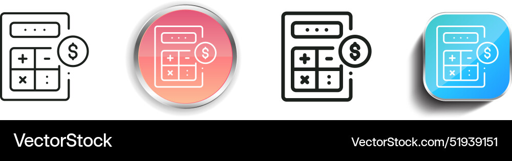 Calculator icon thin linear regular and button vector image
