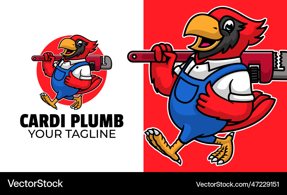 Cardinal Plumbing Mascot Logo vector image