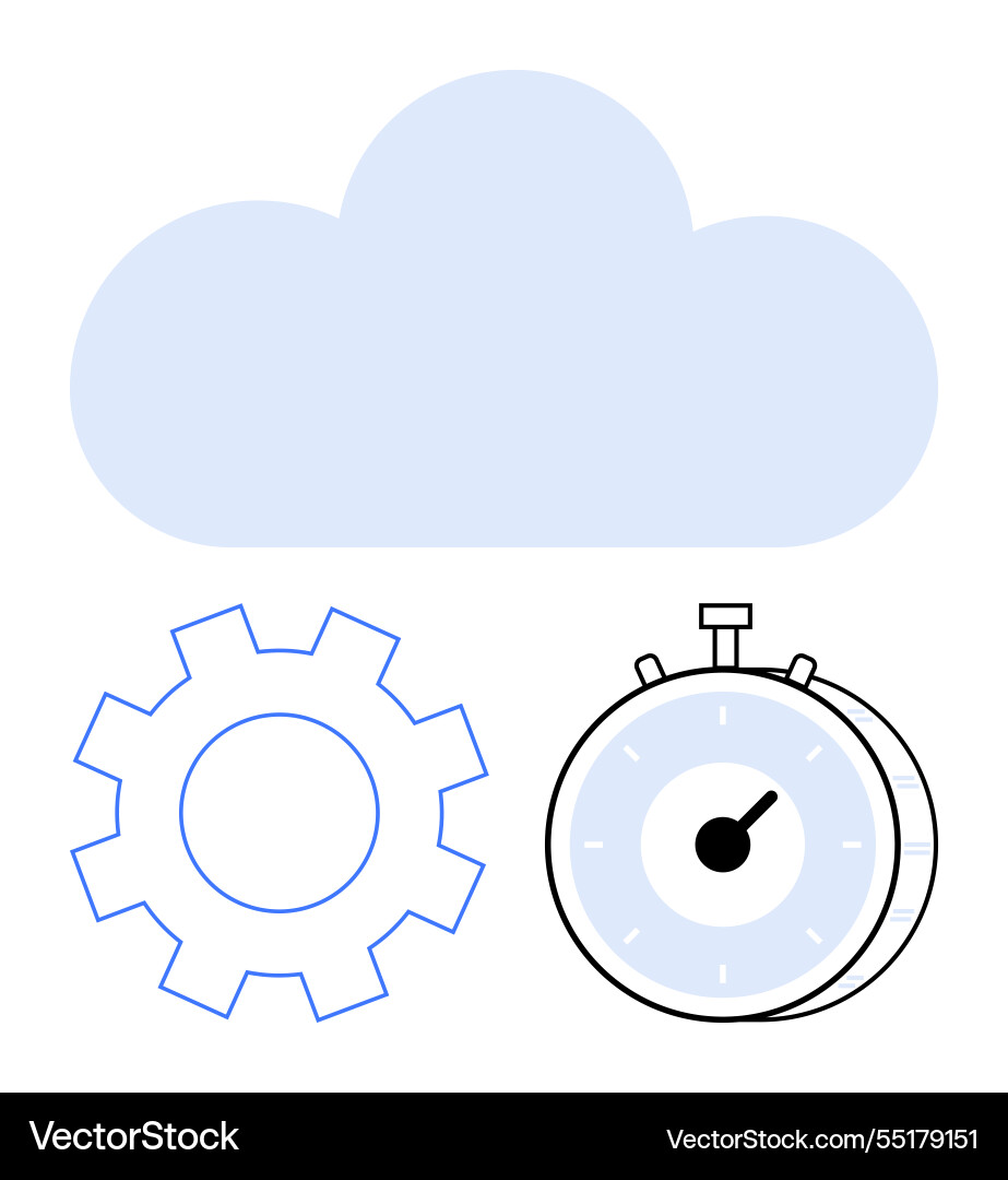 Cloud computing concept with stopwatch for speed Cloud computing concept with stopwatch for speed Vector Image