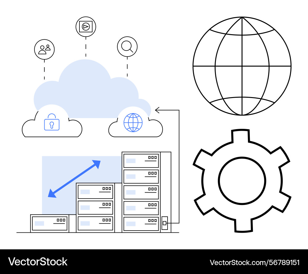 Cloud technology with data servers secure Cloud technology with data servers secure vector image