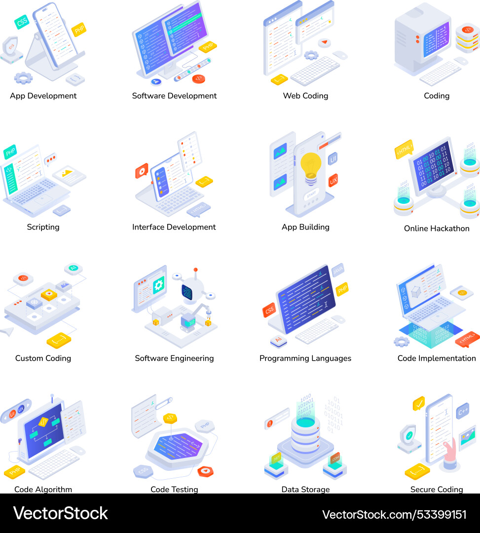 Grund rgbpack der Kodierung und Programmierung isometrisch Grund rgbpack der Kodierung und Programmierung isometrisch vektorbild