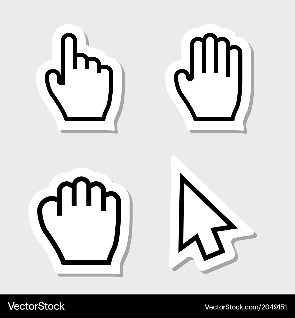 Hand Cursor Icons - Pointing Labels Royalty Free Vector