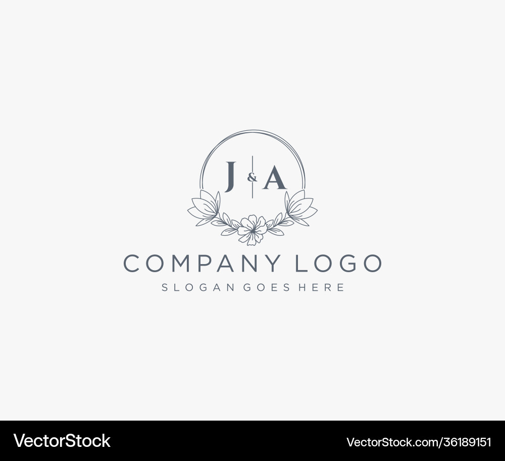 Initial ja letters floral frames unique vector image